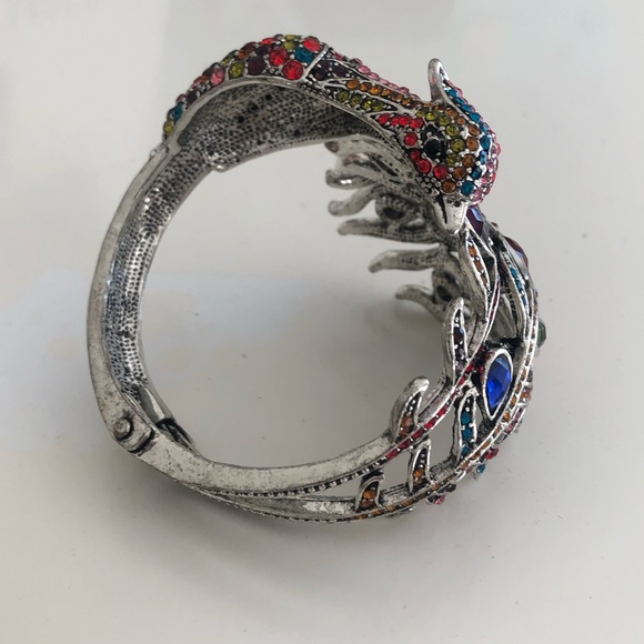 NIB BEAUTIFUL bejeweled peacock bangle bracelet - Picture 5 of 7
